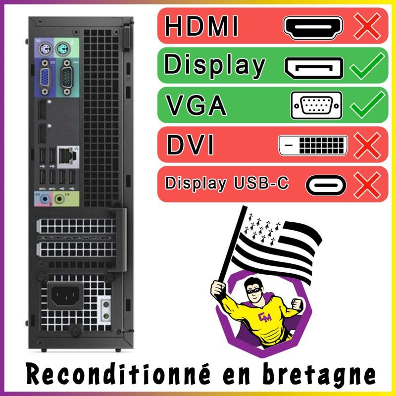 PC Optiplex XE2 SFF Intel I3 RAM 8Go SSD 250Go WiFi W11 pour informatique - 5