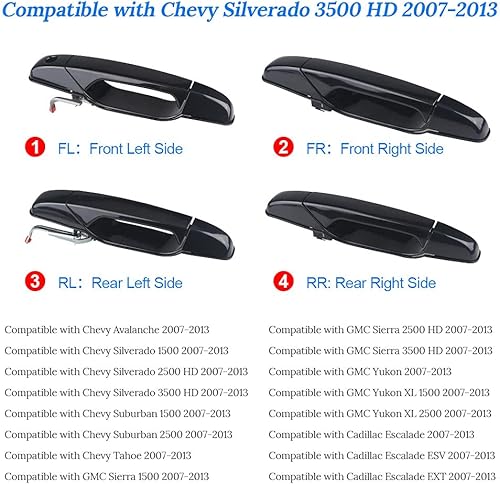 Miniatura 2 de JDMON Compatible con manija de puerta exterior, 4 piezas delantera y trasera para el lado del conductor y del pasajero, Chevy Silverado Tahoe