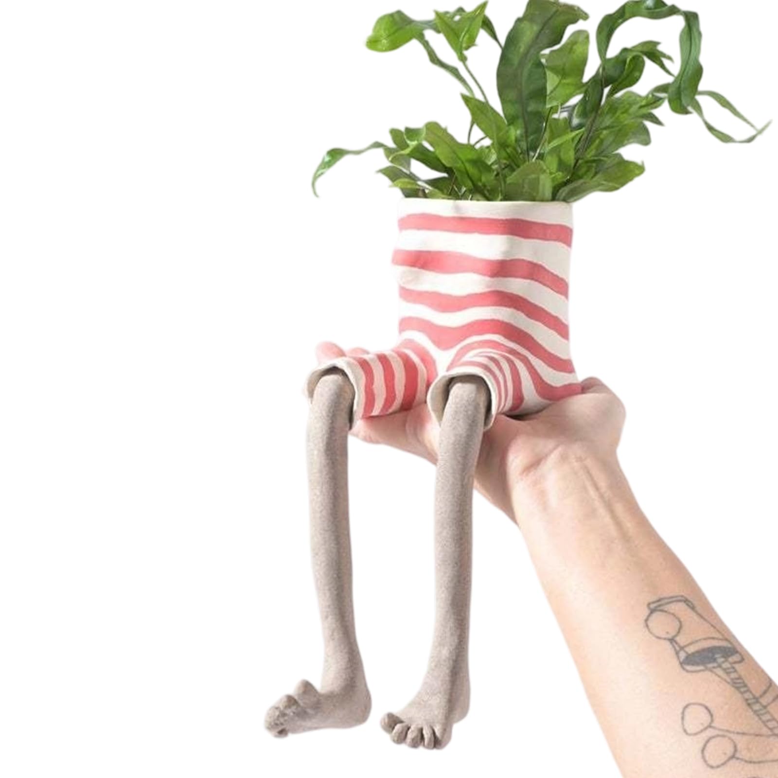 Aukojoy Cute Sitting Design Flower Pot with Dangling Legs Unique Resin Leggy Planter Multi-Purpose Novelty Flower Pot for Home Office Decor & Gift