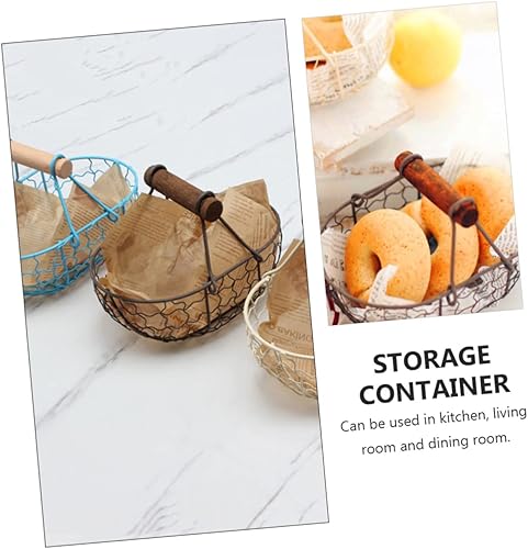 Miniatura 3 de Cesta de la compra, contenedor de aperitivos, cesta ovalada, cesta de metal negro, cuenco de frutas de metal, cestas de reunión rústica, soporte