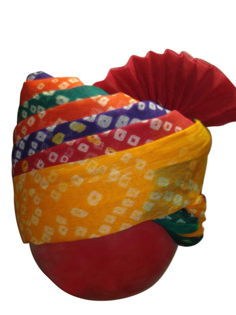 Unisex Imperial Safa Cotton Fabric Multicolor Bandhani Pagri Safa and Turban Cap, Free Size-image-0