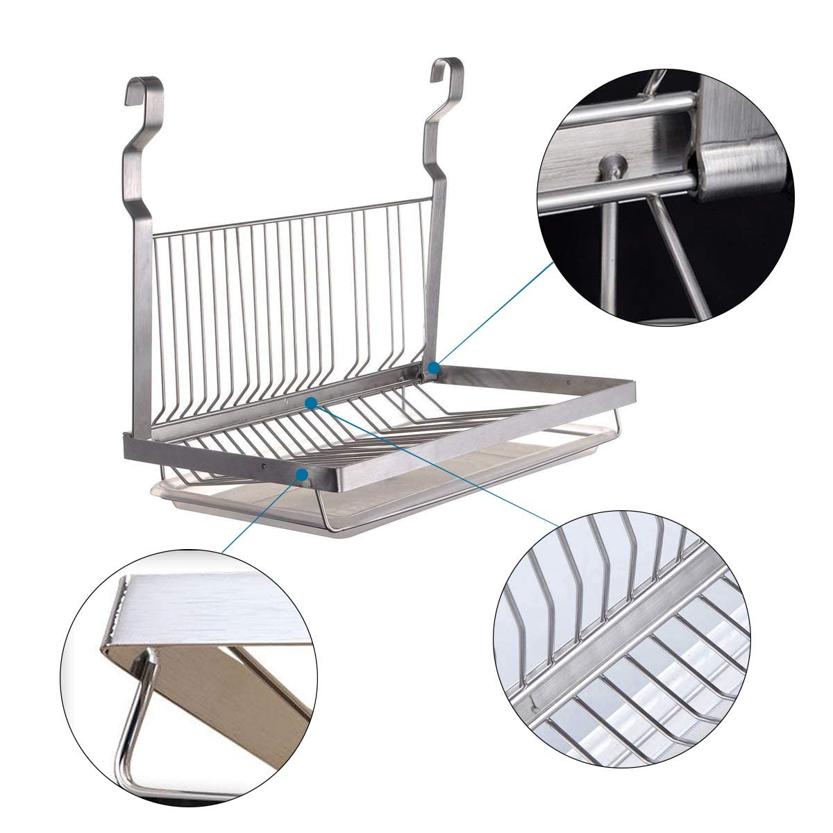 Geschirrtrockner Rack Geschirrabtropfgestell Edelstahl Faltbar Geschirrtrockner mit Abtropfschale zum Aufhängen Abtropfgitter Platte Lagerregal Geschirrhalter Wand Geschirrabtropfgestell