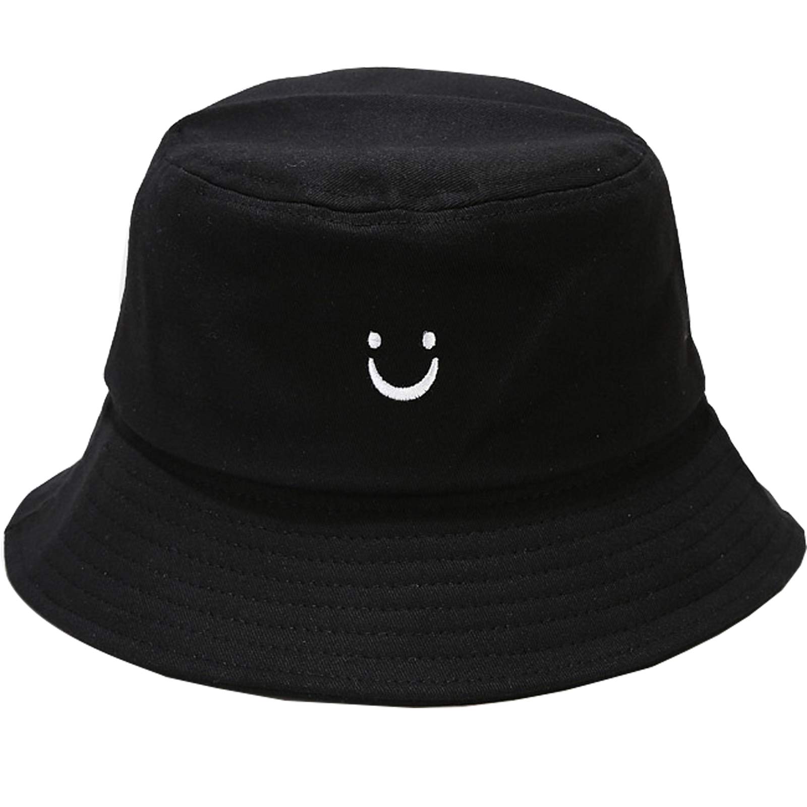 Heart Embroidery Bucket Hat 100% Cotton Smile Beach Hats Summer Travel Sun Hat Outdoor Cap