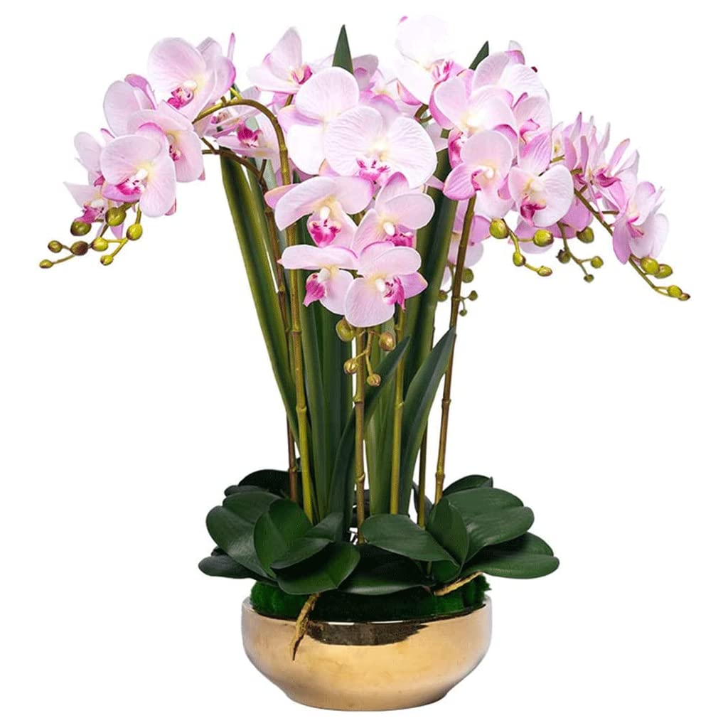 XDLEDMKIZ Orchid Artificial Flowers 8 Heads Artificial Phalaenopsis Flowers Potted Orchids Artificial Plants Faux Orchids Classic Artificial Flowers natural look