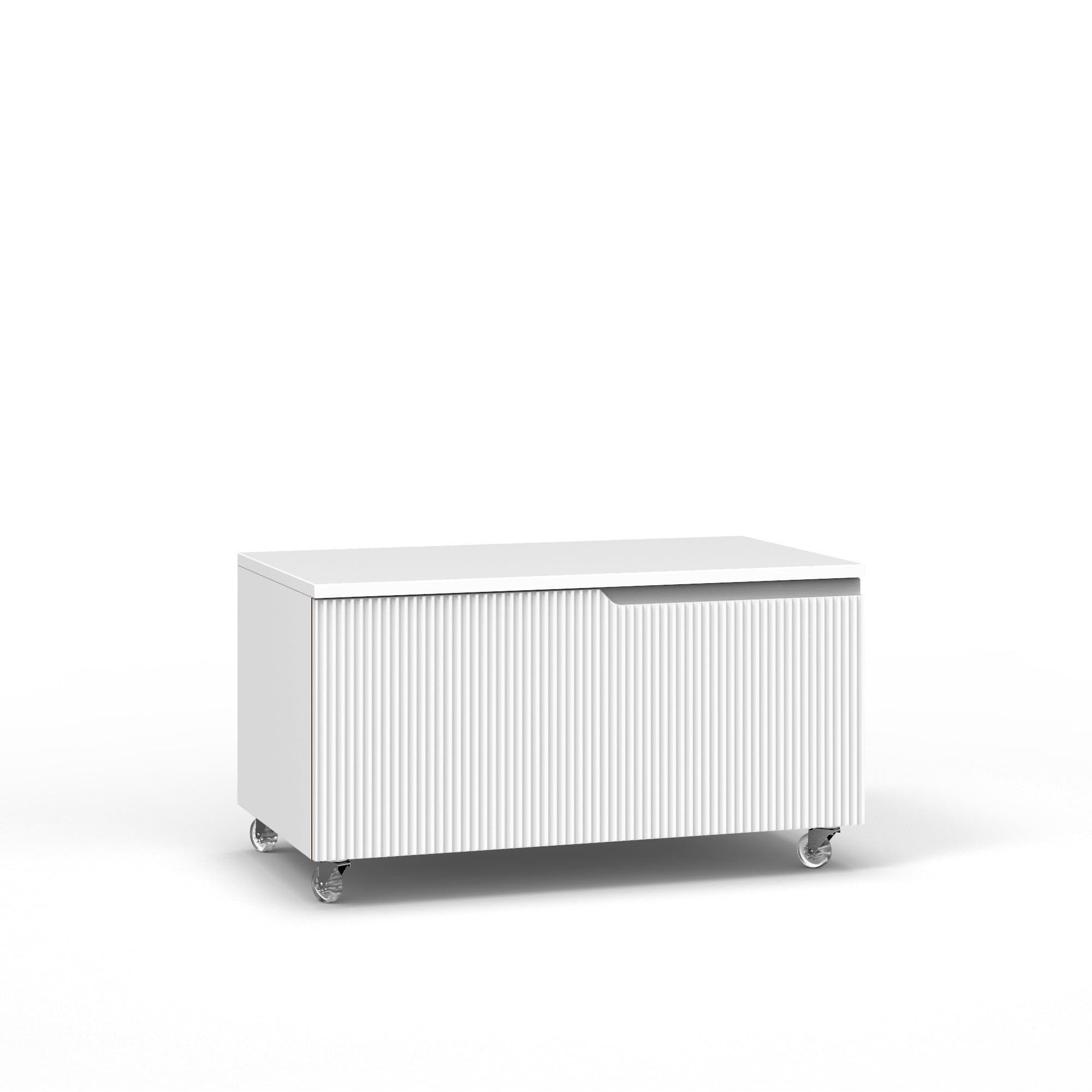 AQA DESIGN accessori casa cassettiera, nr1 cassetto con scorrimento e chiusura soft close, maniglia a gola pantografata, Made in Italy - Bianco - 80x45x42 cm