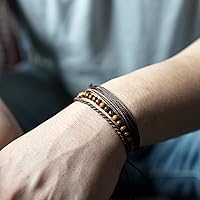 Vista 348 de Handmade Natural Stone Beaded Healing Bracelet Gift for Men Adjustable Rope String Bracelet (picasso jasper, Adjustable)