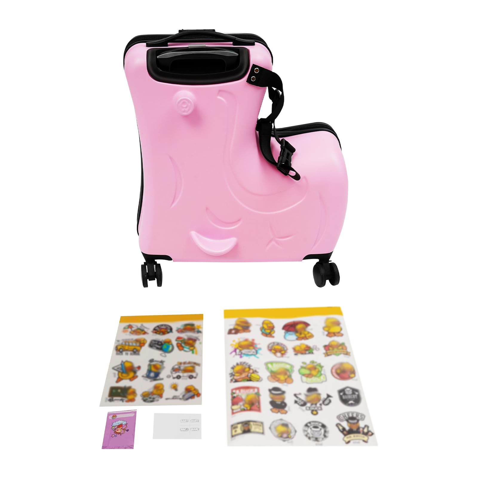 Walizka dziecięca do siedzenia na górze, walizka podróżna z pasem bezpieczeństwa, podnóżkami, 4 rolki, zamek szyfrowy, nośność 30 kg, 20 l, twarda obudowa, dla dzieci w wieku 3-6 lat, różowa