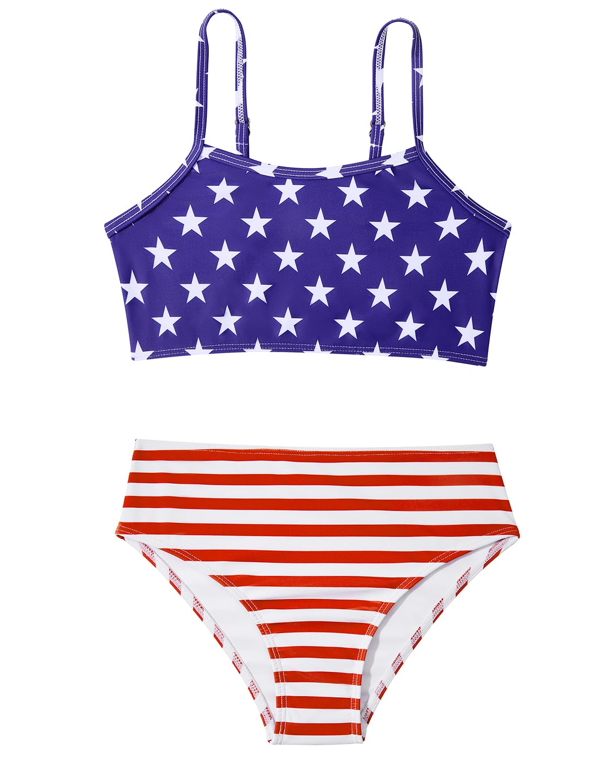 Century Star Girls Swimsuit 2-Piece Ribbed Bikini Set Adjustable Strap Bathing Suits for Teens Swimwear Solid