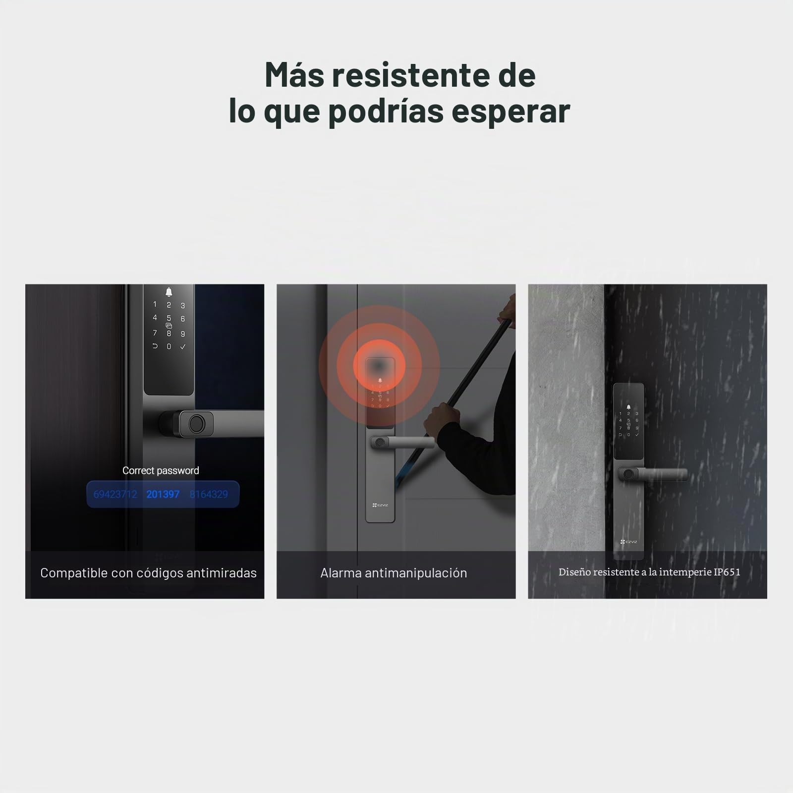EZVIZ Cerradura inteligente DL05, cerradura de puerta de entrada sin llave 7 en 1, con acceso por huella dactilar: entrada sin llave segura, opciones de desbloqueo múltiples, alertas instantáneas