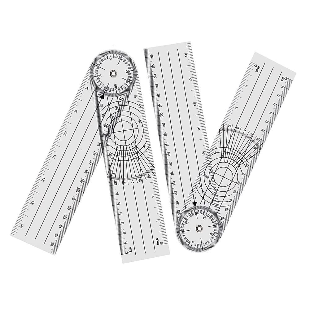 Lizusidtsy 4 Pieces Goniometer Physiotherapy 360 Degree Rotation Protractor Physiotherapy PVC for Physiotherapy, Sports Therapy