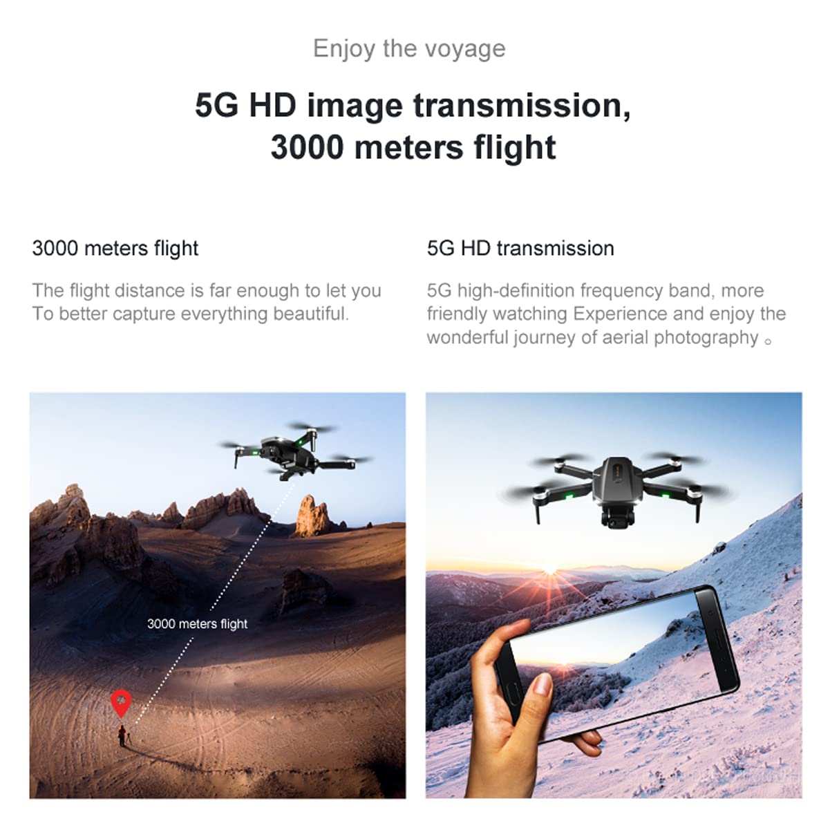 Drone per Adulti, Quadricottero RC per Principianti, Posizionamento del Flusso Ottico Mantenimento dell'Altitudine, modalità Senza Testa, Droni Pieghevoli WiFi Live Video 3D Flips Facile Vol
