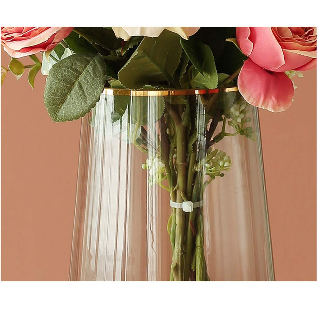 YYDS Set di vasi di fiori artificiali con vaso di vetro Set di fiori finti piante mazzi di fiori finti per la casa/camera da letto/salotto/sala da pranzo decorazione fiori artificiali