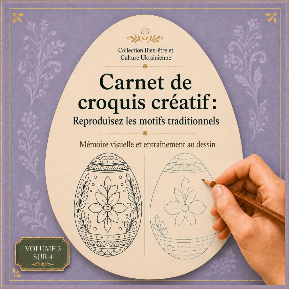 Carnet de croquis créatif : Reproduisez les motifs traditionnels — Mémoire visuelle et entraînement au dessin (Collection Bien-être et Culture Ukrainienne)