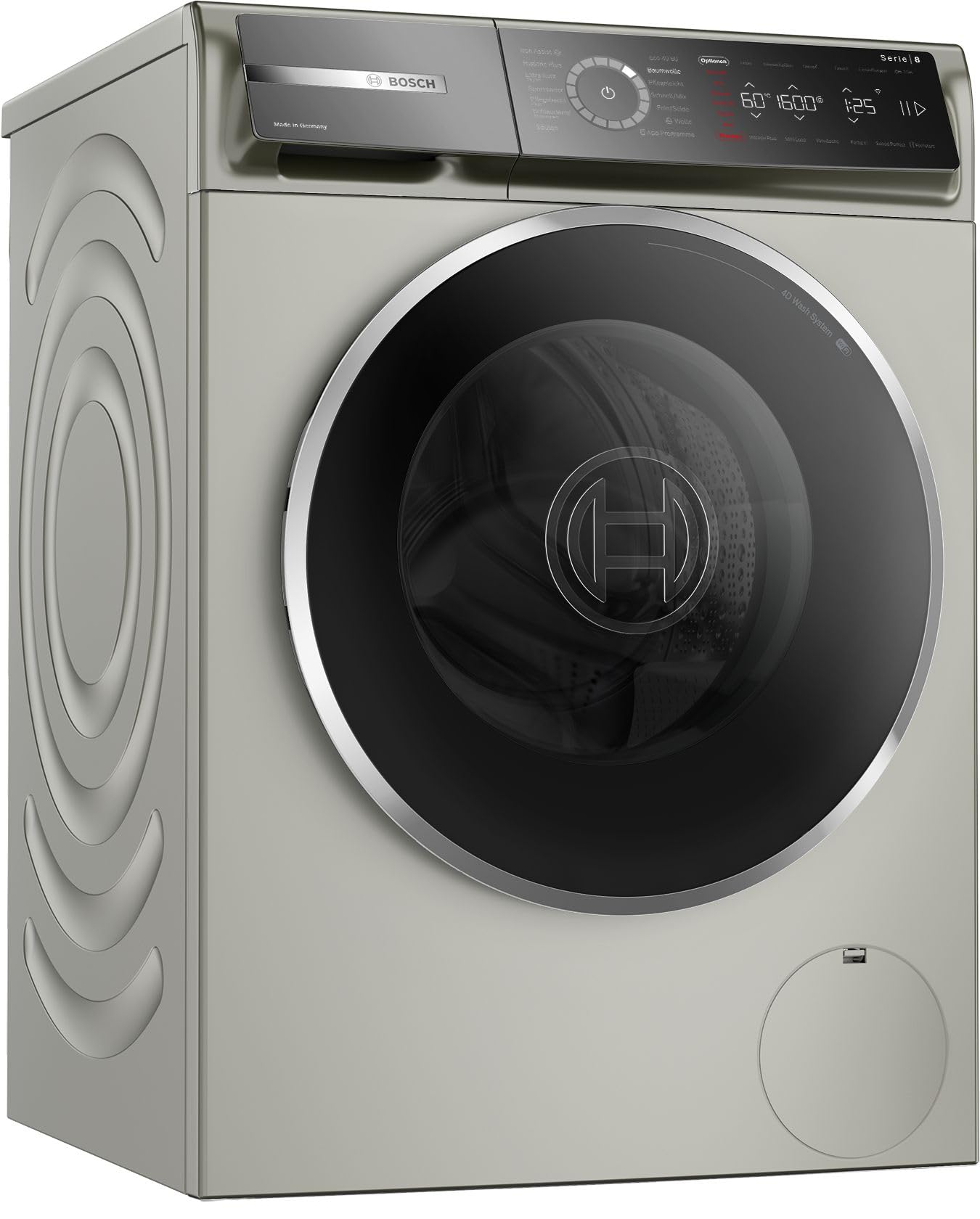 Bosch Serie 8 WGB2560X1 Waschmaschine 10 kg, 1600 U/min, Energieeffizienzklasse A, Fleckenautomatik, Iron Assist, SpeedPerfect, Nachlegefunktion, Home Connect, Made in Germany, leise, Silber Inox