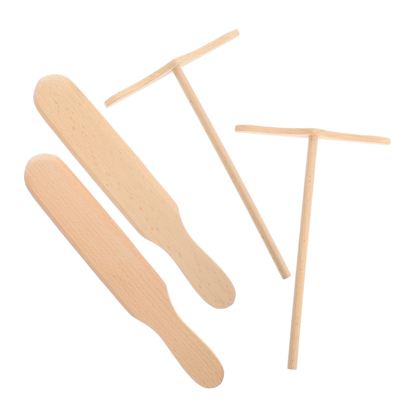 KICHOUSE 4Pcs Wooden Pancake Spreading Tools Omelette Rakes for Cooking Crepe Utensils Comfortable Kitchen Use Natural Spatula Kit