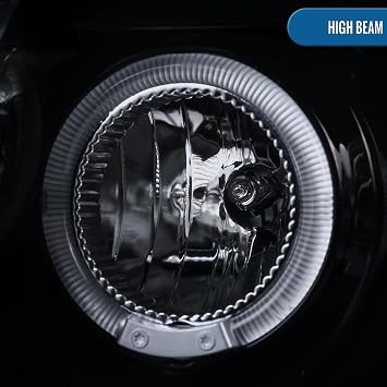 Ronnin - Fits 2005-2015 Nissan Xterra LED Dual Rims Projector Headlights Assembly Replacement Pair | Black Smoke