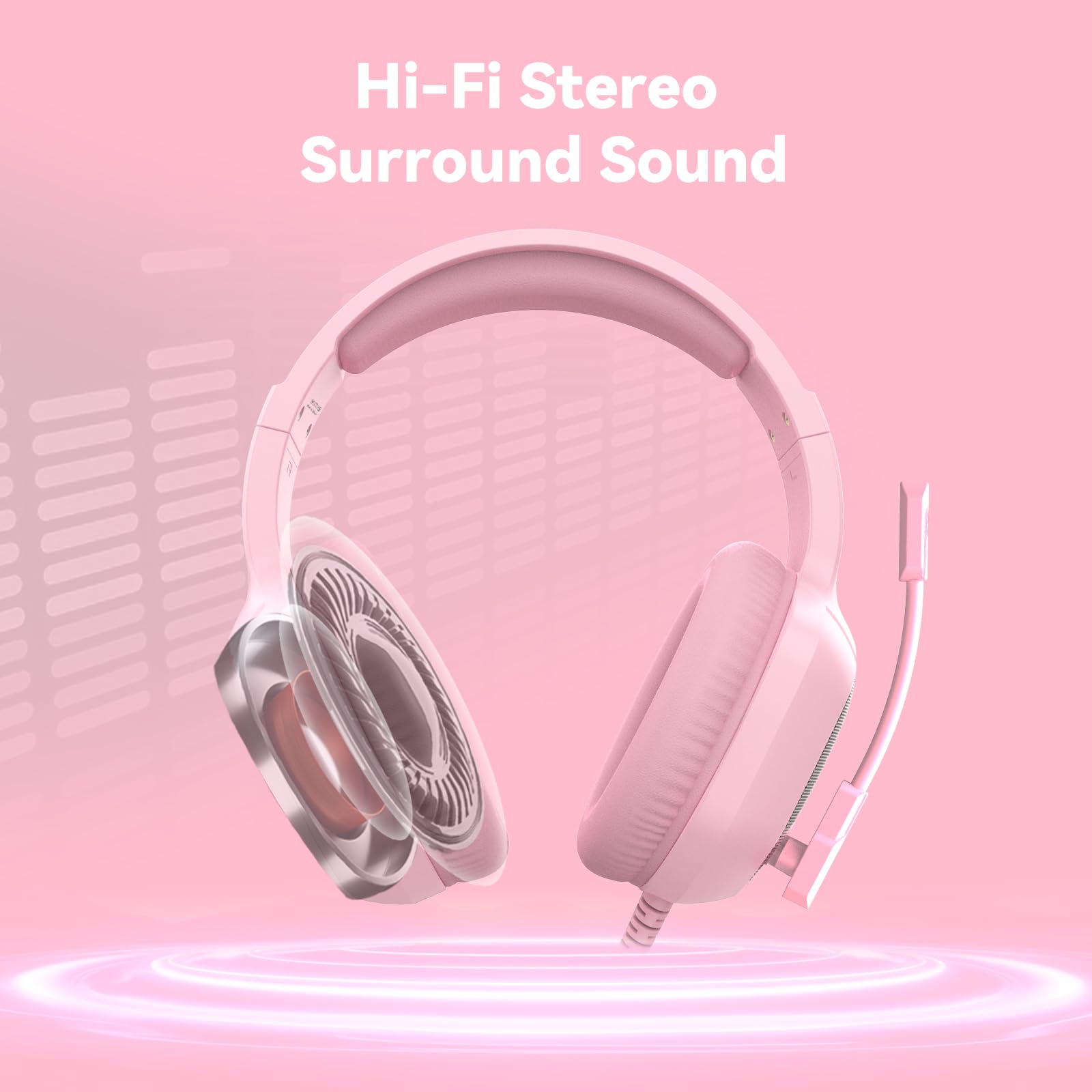 Auriculares para Juegos con micrófono para PC, Xbox One Series X/s, PS4, PS5, Switch, Auriculares estéreo con cancelación de Ruido con micrófono, RGB, para computadora, portátil, Mac, Nintendo, Gamer | Cancelación de ruido sobre la oreja con cable RGB par