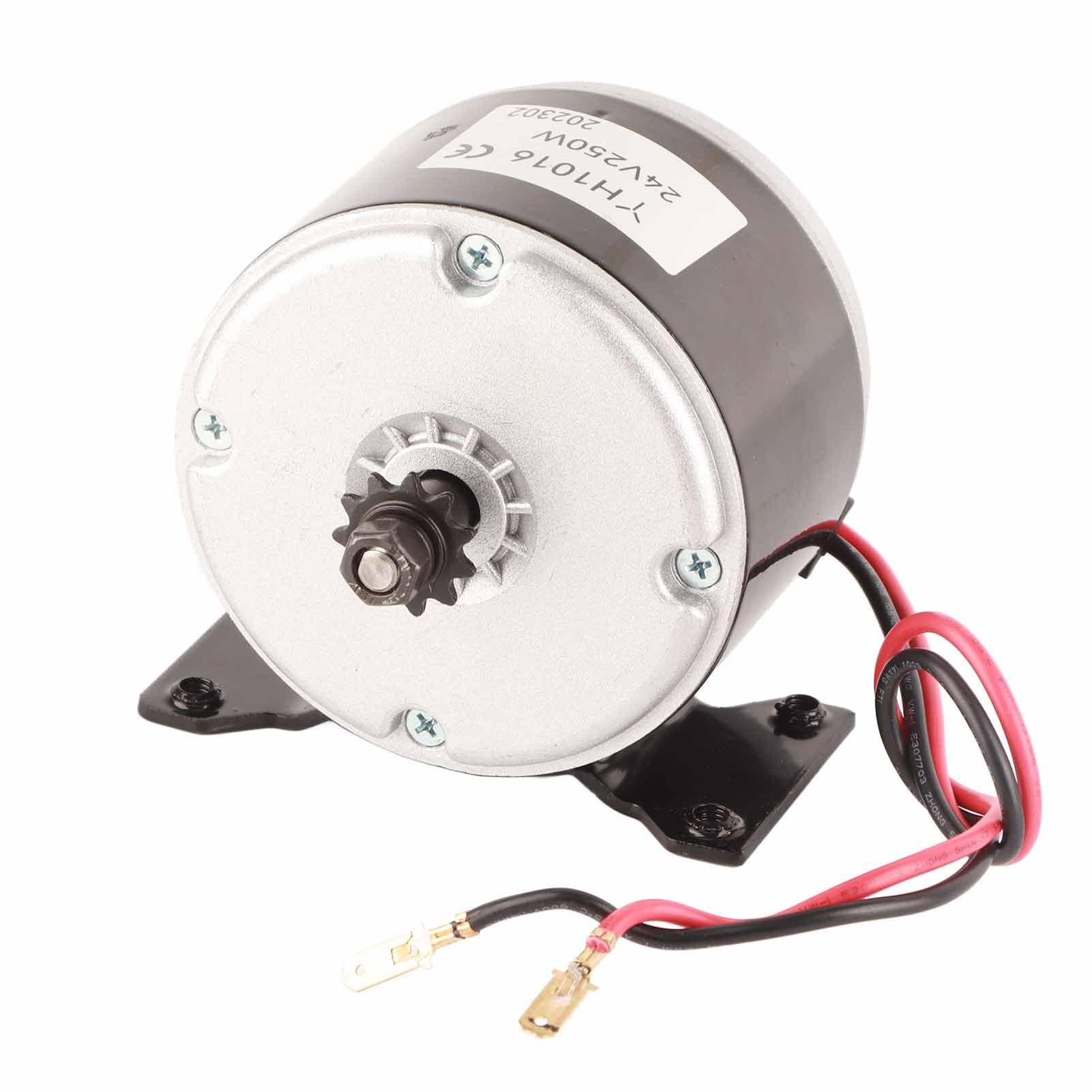 YH1016 Motore elettrico a spazzole da 24 V, 250 W, motore CC ad alta velocità di 2750 giri/min per scooter elettrici e veicoli fuoristrada, con pignone a 11 denti e staffa di