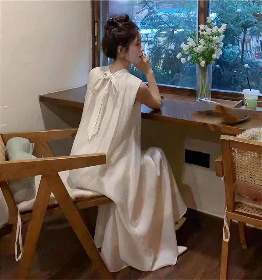 Women's Sleeveless Chinese Style Temperament Pregnant Female Pleated Dress Long Loose Wearable Join Party Dress Chiffon