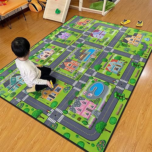 Kids Rug, Village Road Playmat Rugs - 5x7 Ft Kids ...