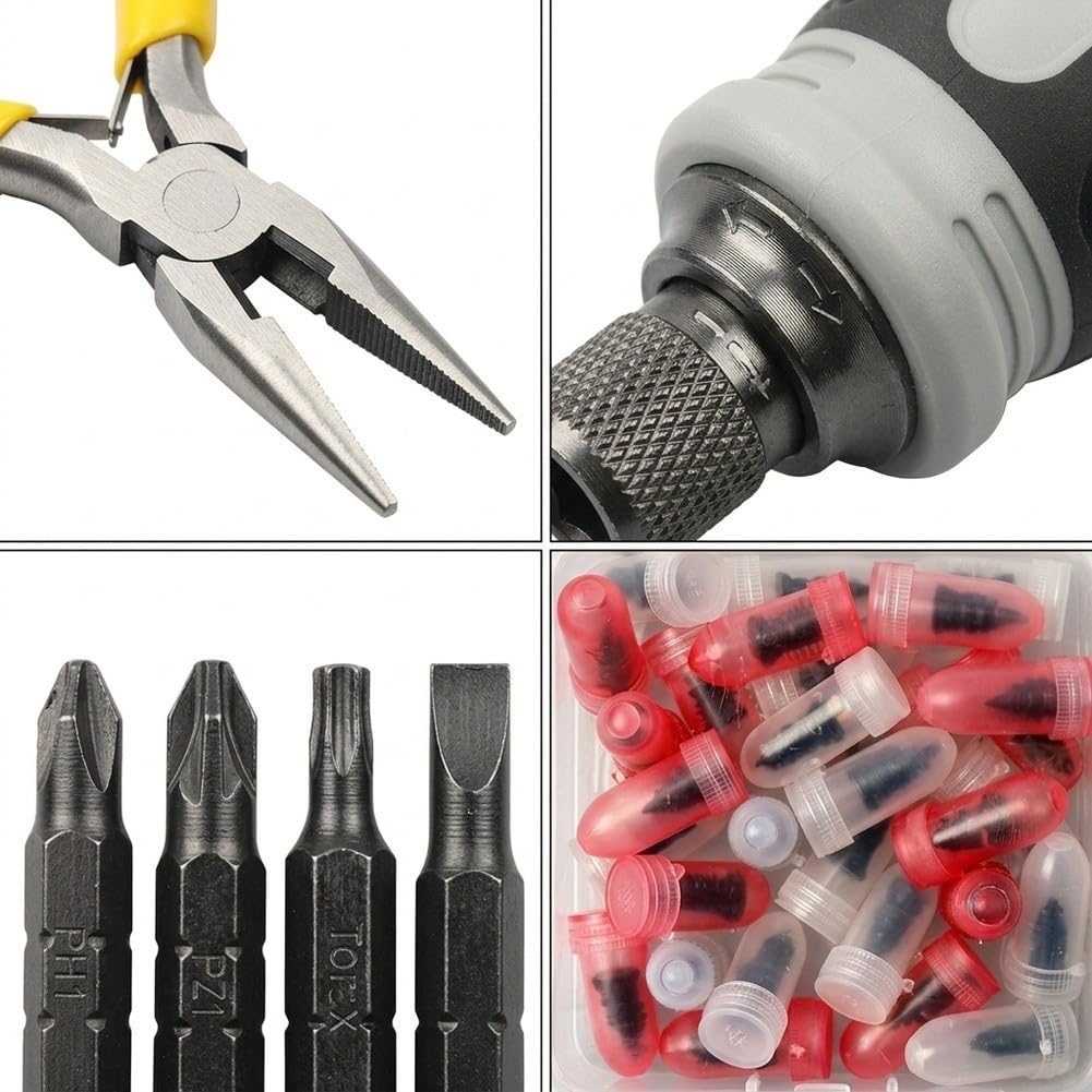 Kit Reparación Neumáticos 60 Pcs Tornillos Goma(60-piece set)