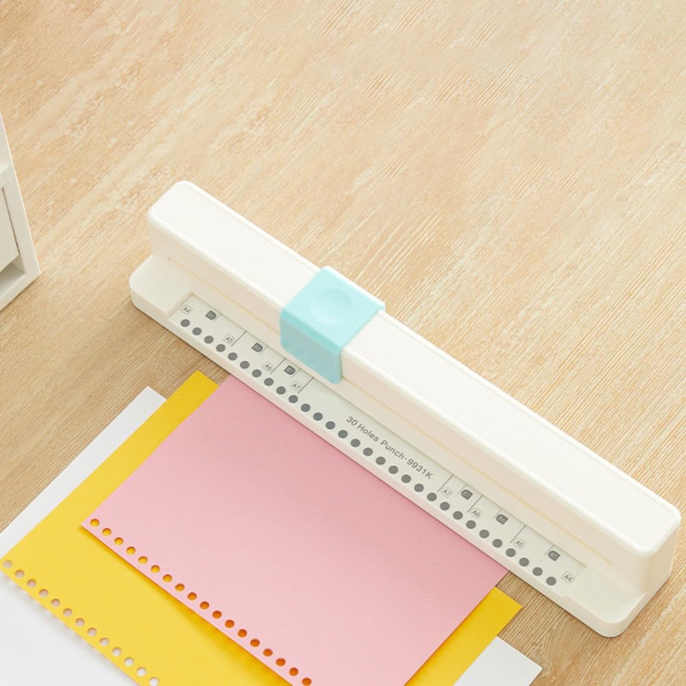 Perforadora de 30 Agujeros para Documentos, Manual para Cuadernos, Tamaño A4, Ideal para Oficina y Material Escolar.