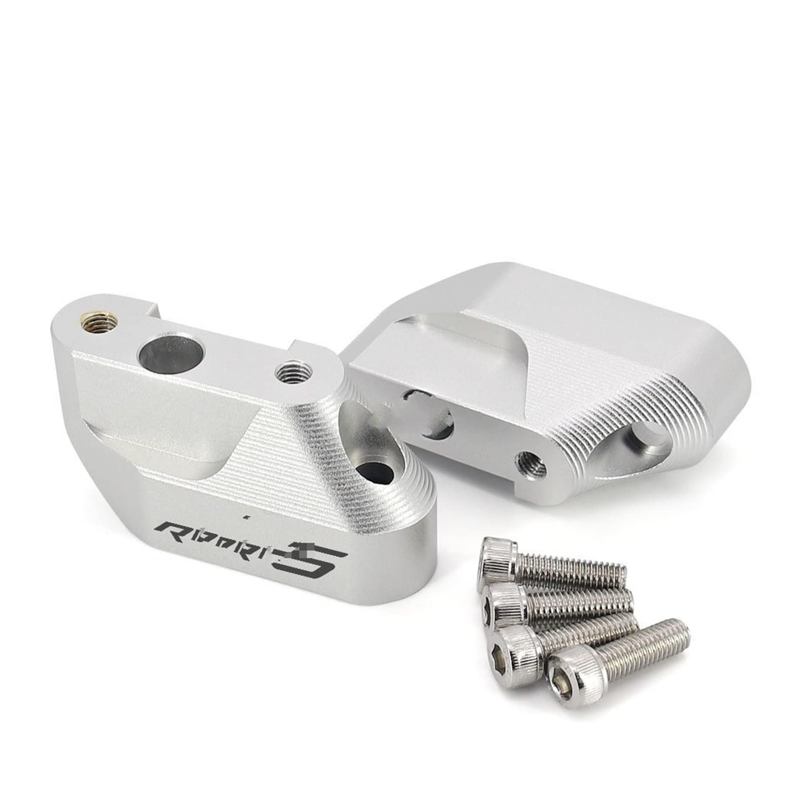Riser Manubrio In Alluminio CNC Per BMW R1200RS E R1250RS – Alza 28 Mm E Arretra 25 Mm, Coppia Argento/Nero