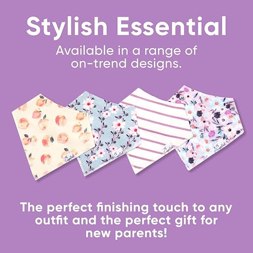 Miniatura 237 de Copper Pearl Paquete de 4 baberos de algodón suave para babeo y dentición, baberos absorbentes para bebés niñas y niños, ajustables para adaptarse a