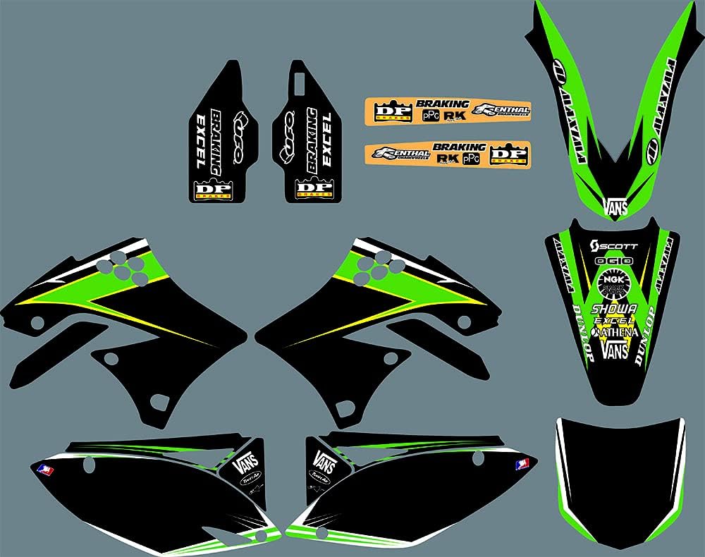 0106 Customized Waterproof Team Graphic Backgrounds Dirt Sticker Kit Decals Compatible with KAWASAKI KX450F KX450 2009 2010 2011
