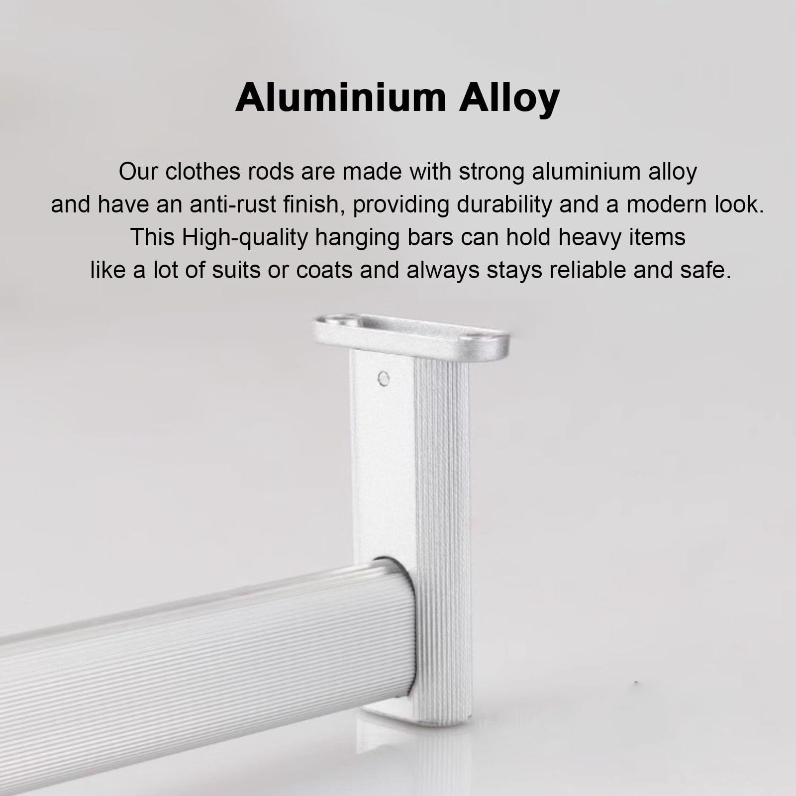 Konfigurowalny aluminiowy drążek do szafy, wytrzymały drążek wiszący do płaszcza zimowego, pralni i szafy (biały 70 cm/27,5 cala), solidne regulowane rozwiązanie oszczędzające miejsce