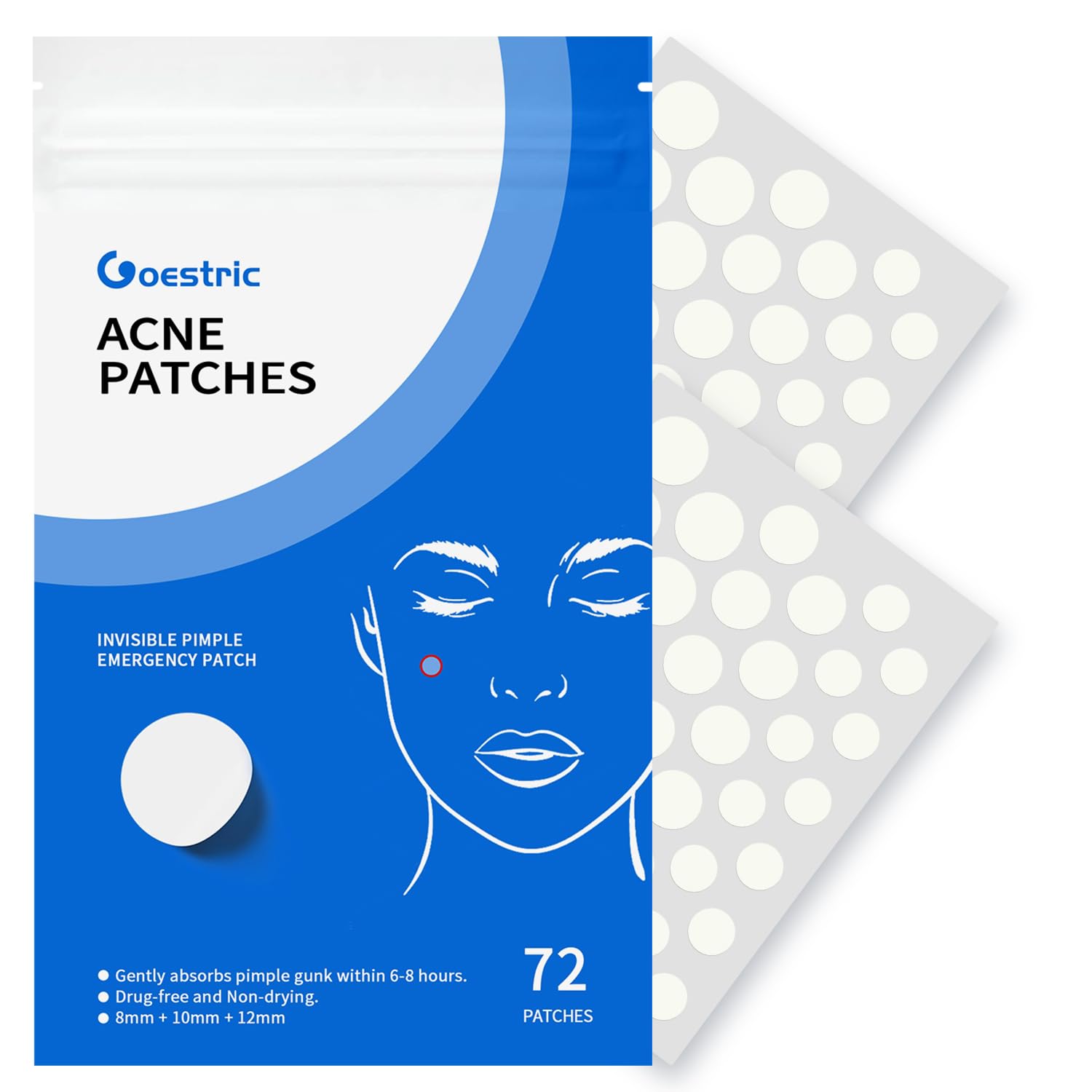 Pimple Patches for Face Hydrocolloid Acne Patches Invisible Zit Stickers Covering Blemishes 3 Size Hydrocolloid Spot Stickers for