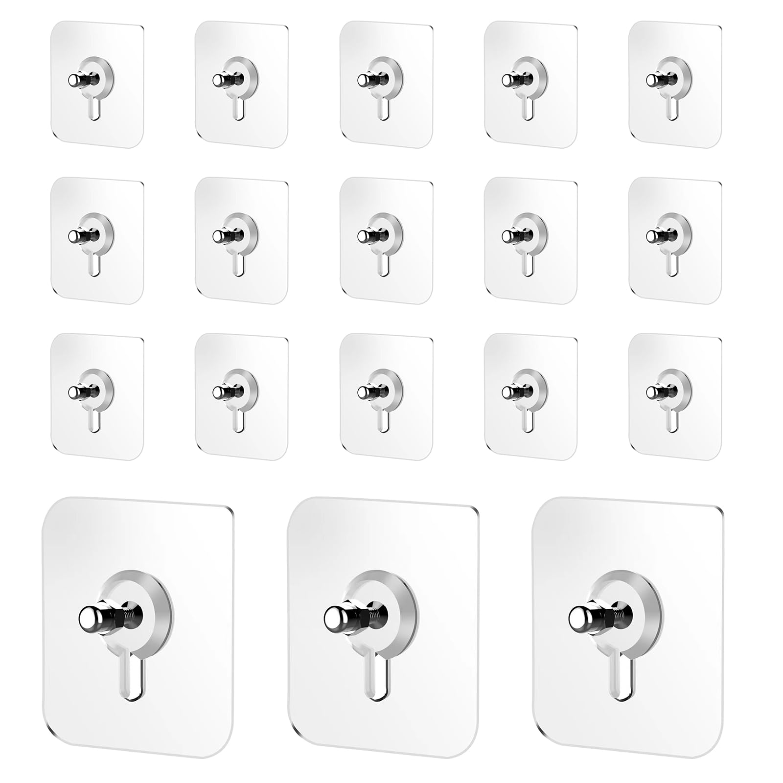 18 Pieces Self Adhesive Picture Hooks,Transparent Adhesive Hooks for Picture Frames,Picture Hooks Stick On,No Nails,Sticky Hooks for Hanging Pictures,for Wall Art Mirror Living Room Bathroom Kitchen