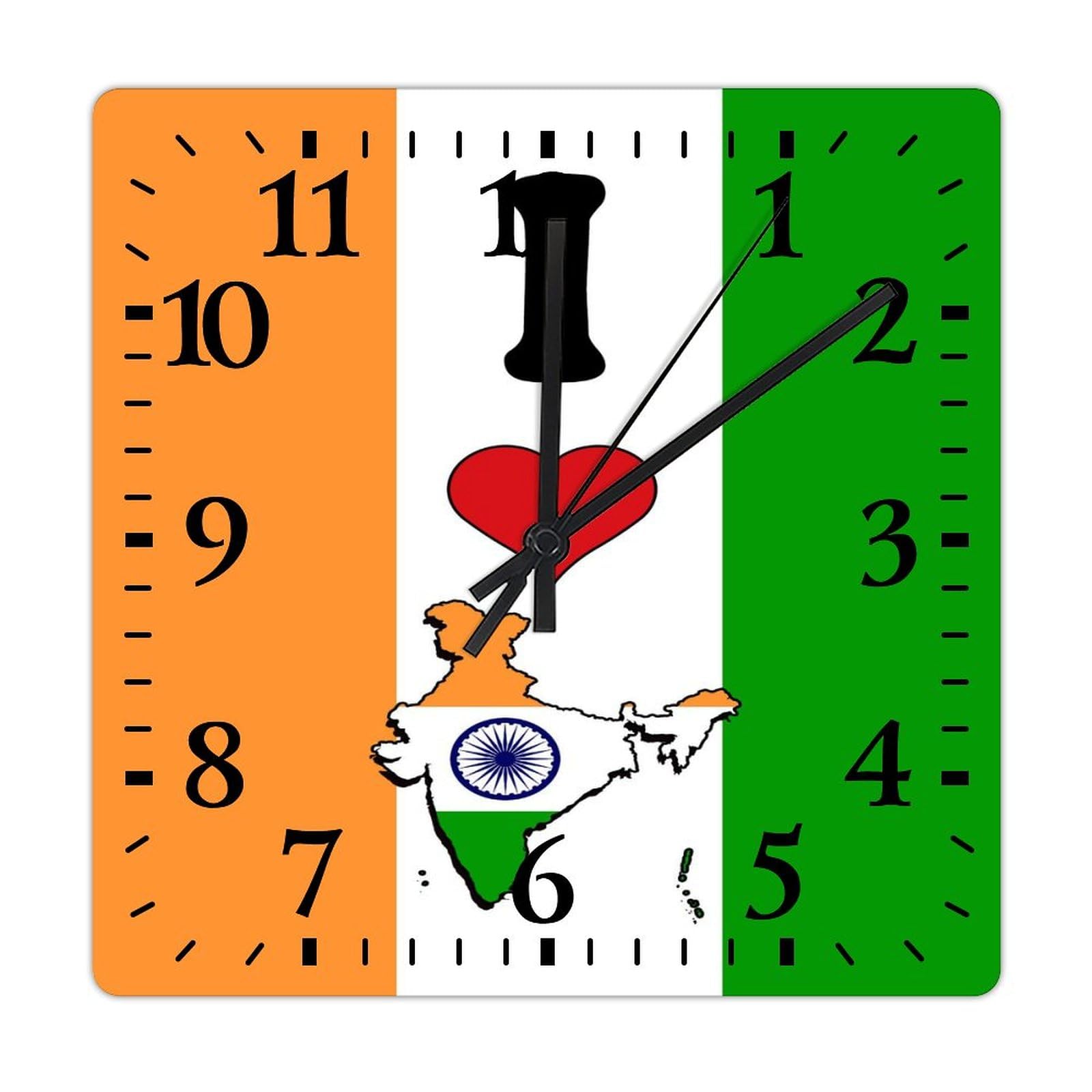 Horloge murale carrée sans tic-tac en bois 38 cm à piles style rétro