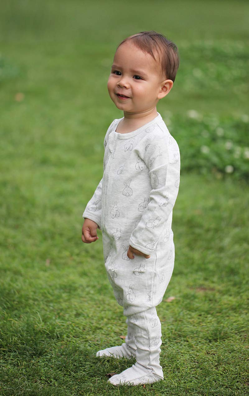 Owlivia Biologisch katoen Baby Boy Girl Zip Front Sleep 'N Play, Footed Sleeper, lange mouw pyjama, Veren, 3-6 maanden