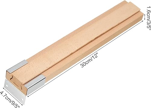 Miniatura 8 de uxcell 4 guías de madera para cajones con soporte deslizante de metal, guía central de madera clásica, kit de repuesto de rieles inferiores de