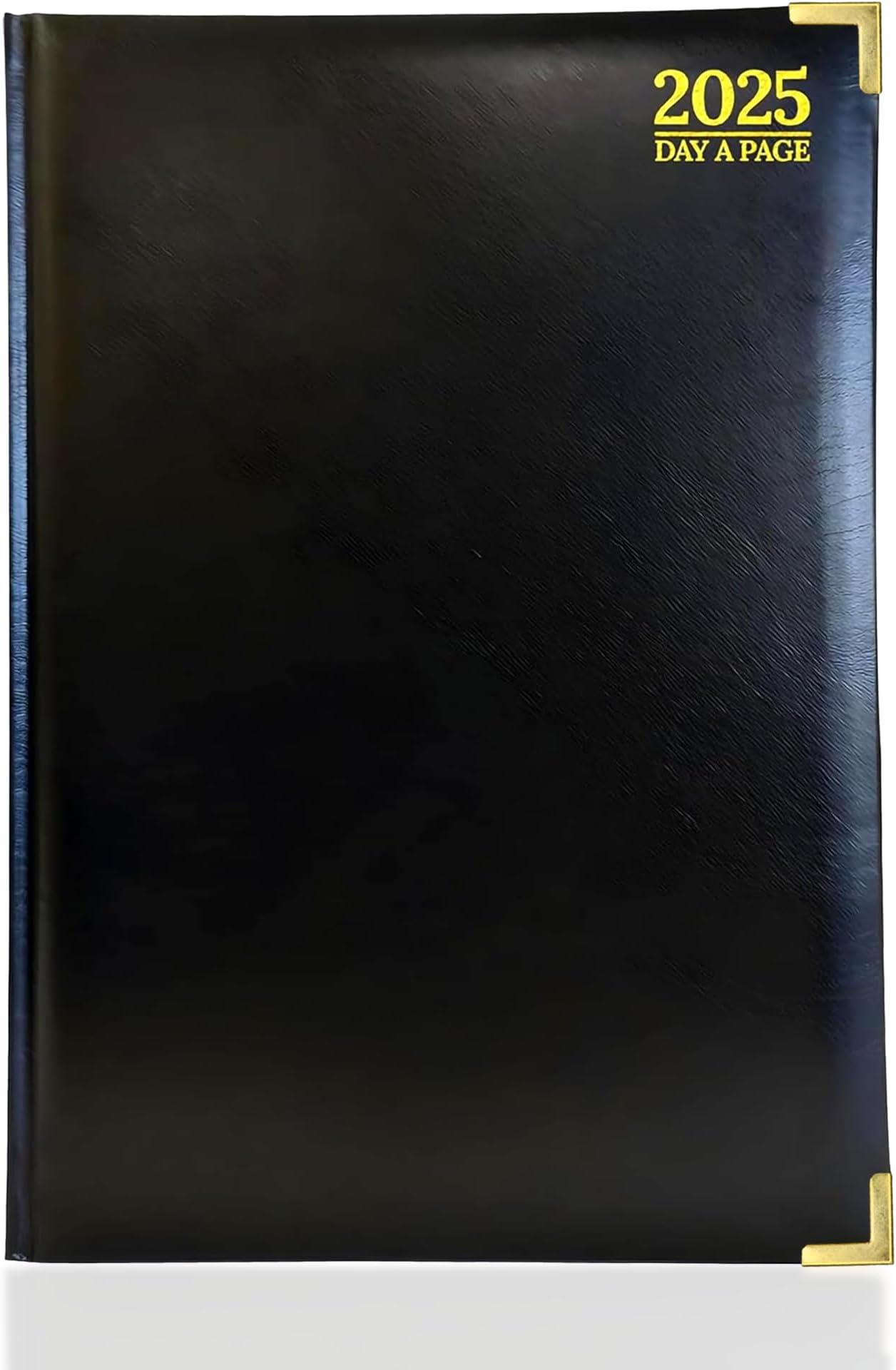 G4GADGET Luxury 2025 A4 Black Day A Page Diary Padded Front & Hardback Cover Gilt Edges