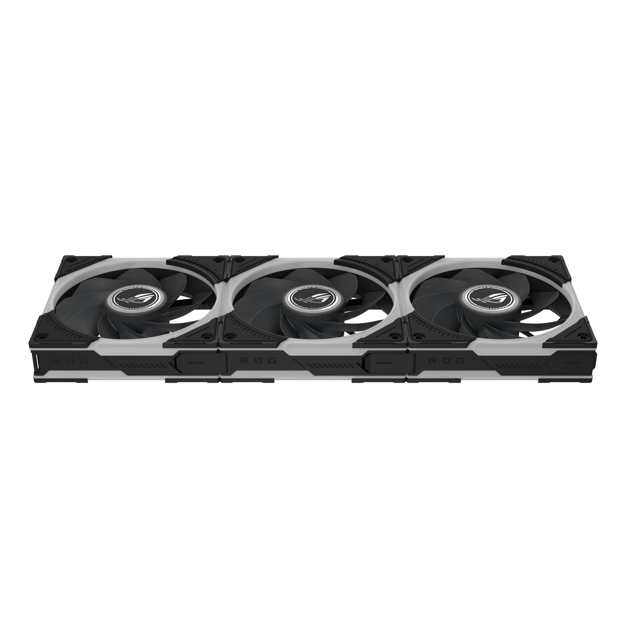 ASUS ROG Eurux GR120 ARGB Reverse PWM Lot de 3 ventilateurs PWM 120 mm PWM, 2200 tr/min, chaîne en marguerite brevetée, éclairage personnalisé, moyeu de ventilateur