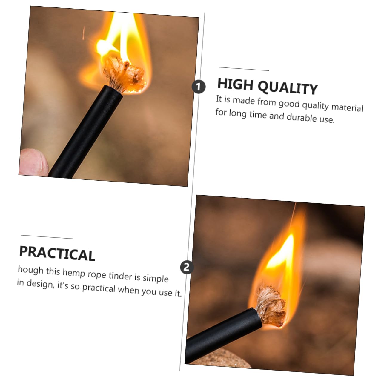 POPETPOP Portable Rope Fire Starter for Outdoor Camping Accessories Lightweight Survival Cord for Ignition Wilderness Adventures