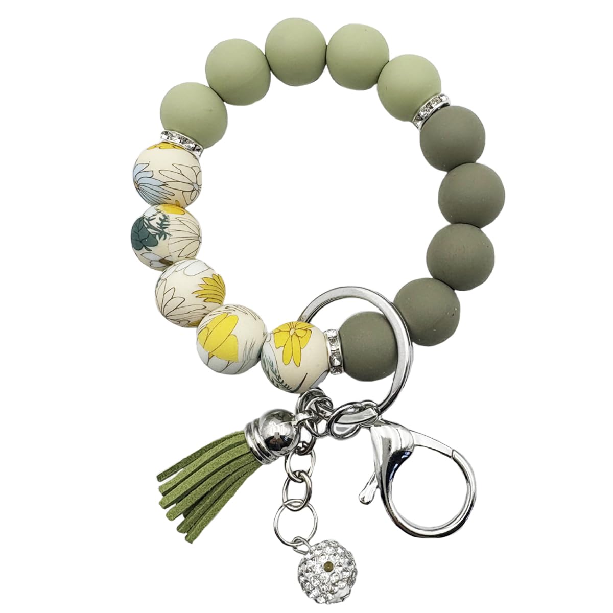 Xsclpomddy Silikon Perlenarmband Schlüsselanhänger Armband Schlüsselbund Silikon Perlen Handgelen schlüsselkette für Frauen