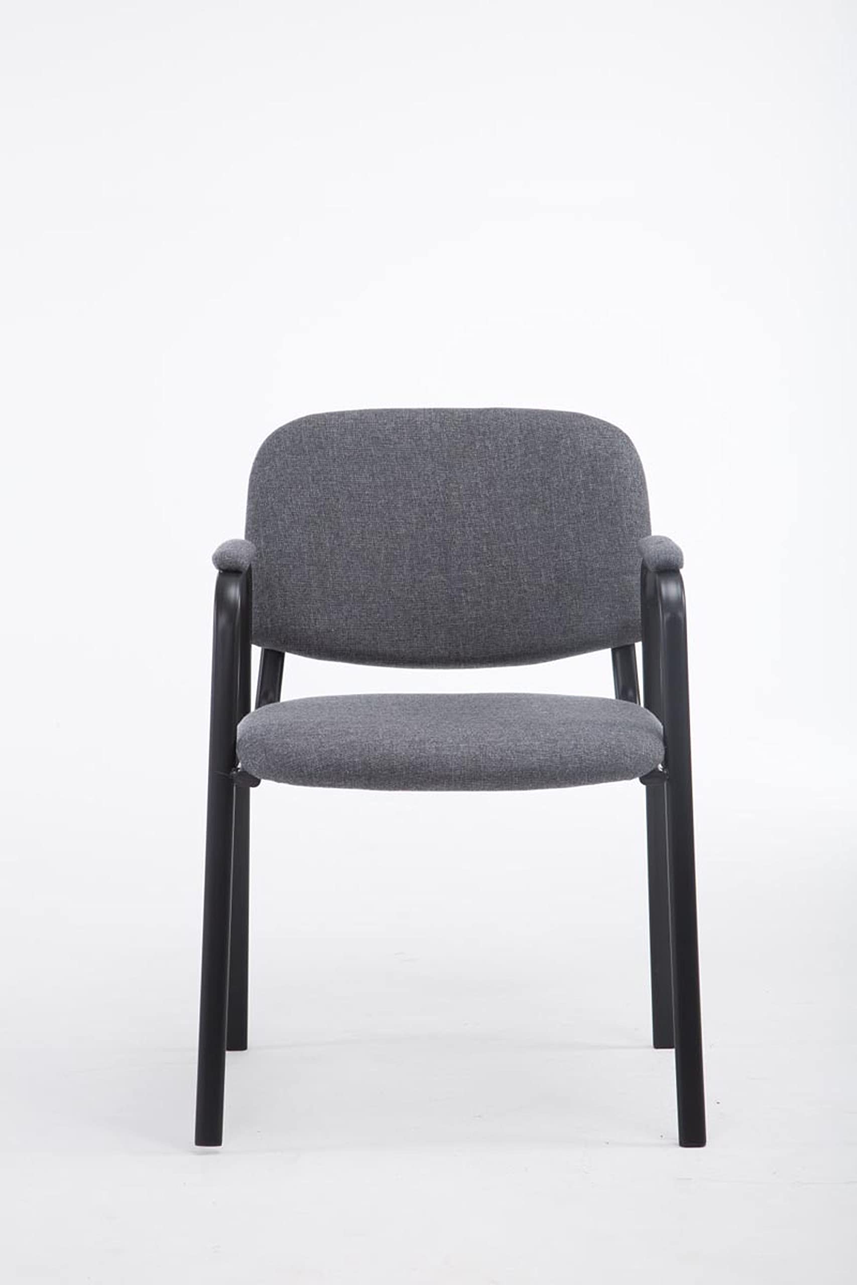 CLP Chaise de conférence Ken Pro empilable avec accoudoirs rembourrés, revêtement Tissu, piétement métal Noir Robuste jusqu'à 150 kg, Couleur:Gris