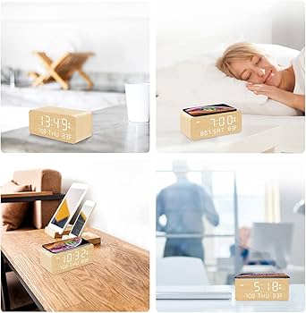 Amazon.com: Andoolex Wooden Digital Alarm Clock with Wireless