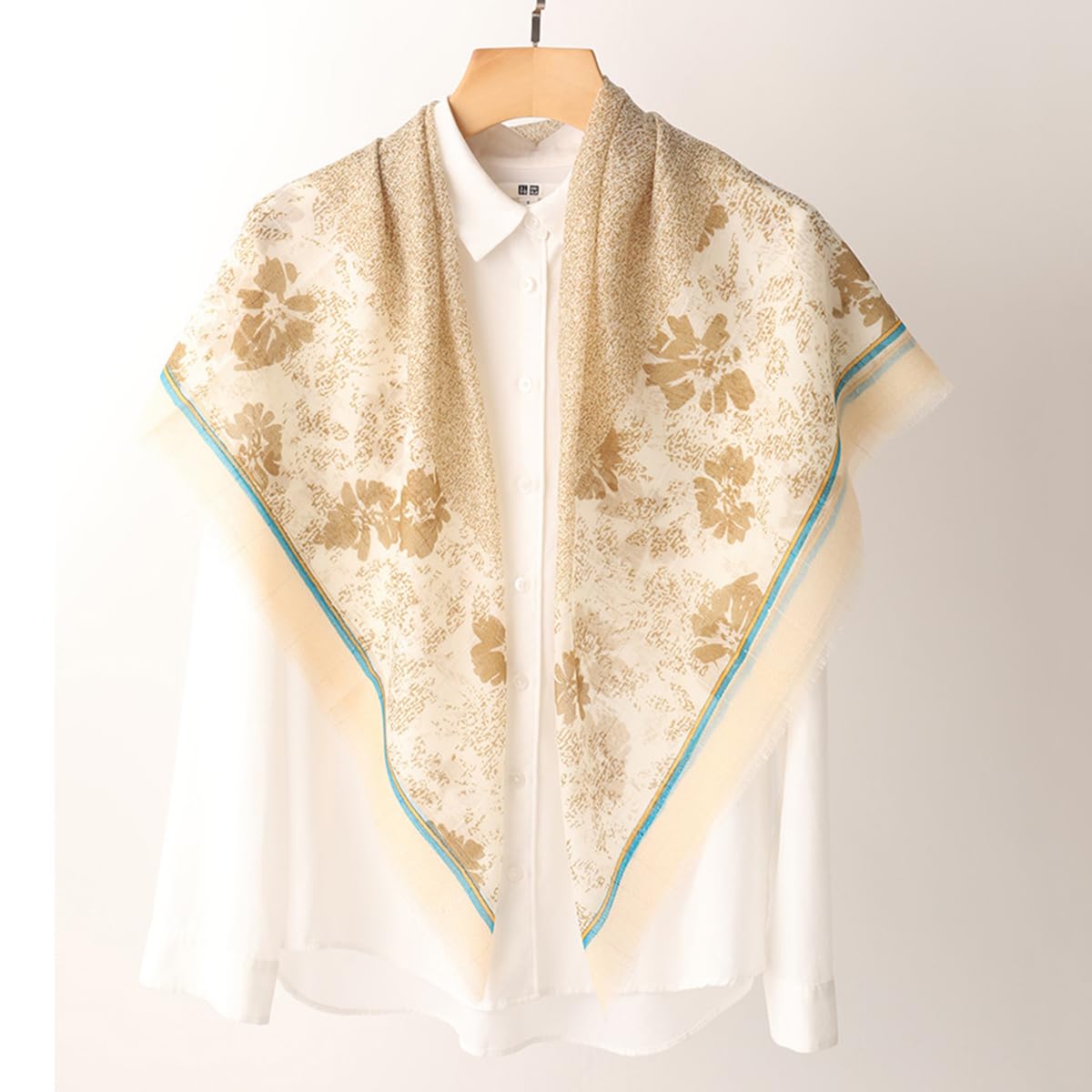 YUONNY Lana Impreso Bufanda Cuadrada para Mujer, Primavera Verano Suave Chal de Protección Solar, Moda Ligero Braga Cuello Cabeza Pañuelos Cuadradas, Elegante Bufanda de Mantón para Viajes Playa 05 F