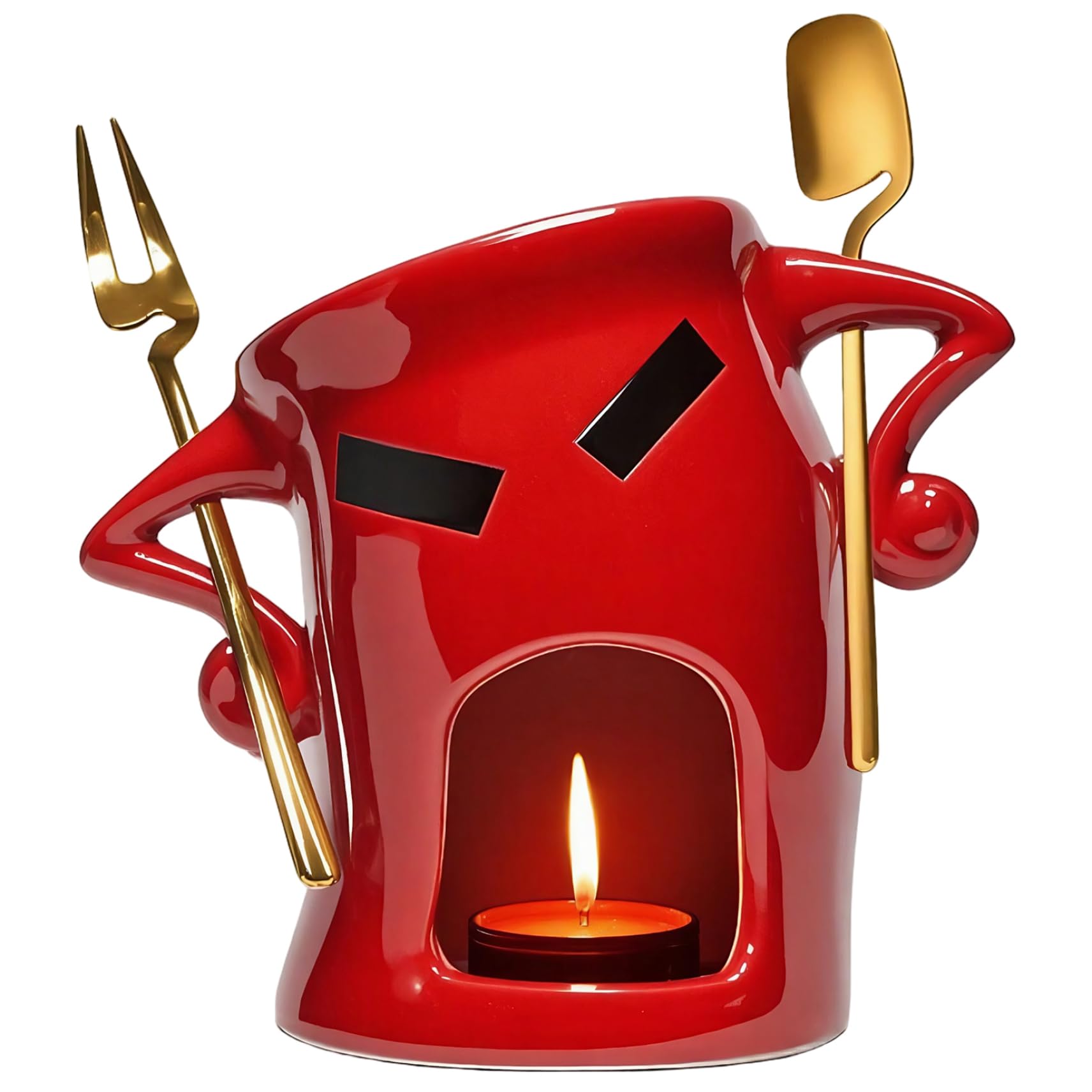 Set fondue au chocolat en céramique rouge à offrir pour les amateurs de dessert fondant