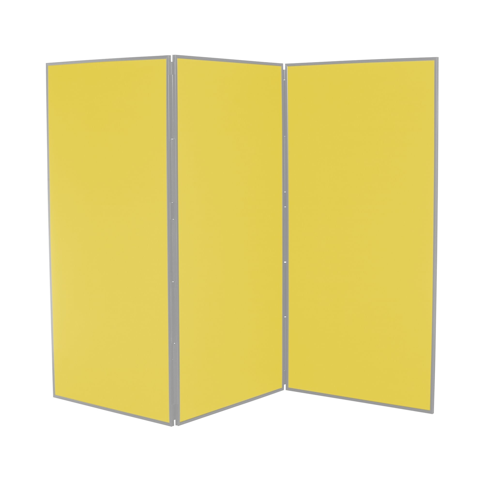 Panelwarehouse 3 Panel Jumbo Folding Display Board Stand, with Grey Frame, and Yellow Nyloop Fabric - 3 Sizes & 8 Colours