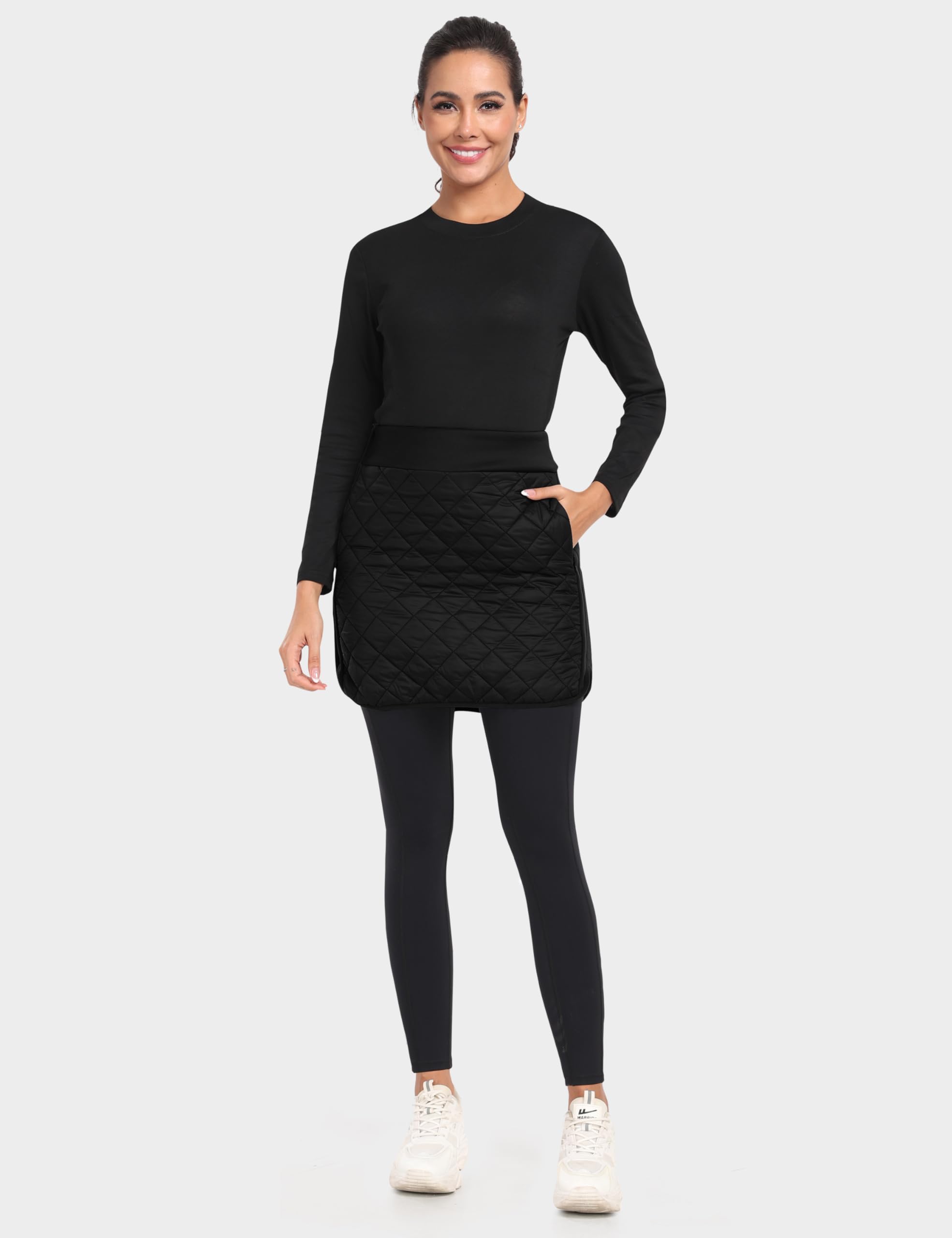 MoFiz Jupe Short Femme Hiver Jupe Matelassée Thermique Légère Jupe Randonnée Outdoor