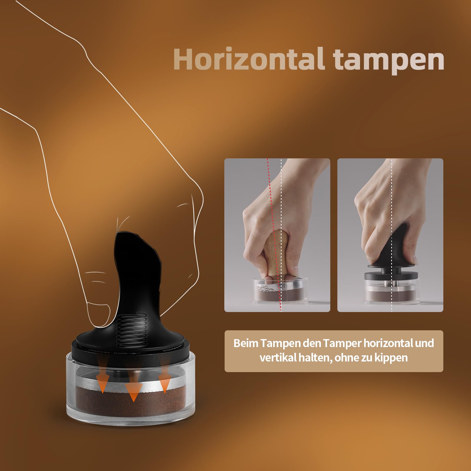 MHW-3BOMBER Espresso Tamper 58mm – CD Serie Kaffeestempel mit 2-Feder-Auto-Rebound, Kaffee Tamper für Siebträgermaschinen, Barista Zubehör für Kaffeeliebhaber, Einstiegsstufe & Profi, Modell: T6101-OS