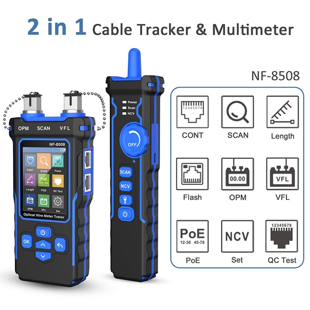 8508 Kabel-Tracker LCD-Display LAN Optisches Leistungsmessgerät Tester Zur Längenmessung Drahtkarte Netzwerk-Kabel-Tester 10mw