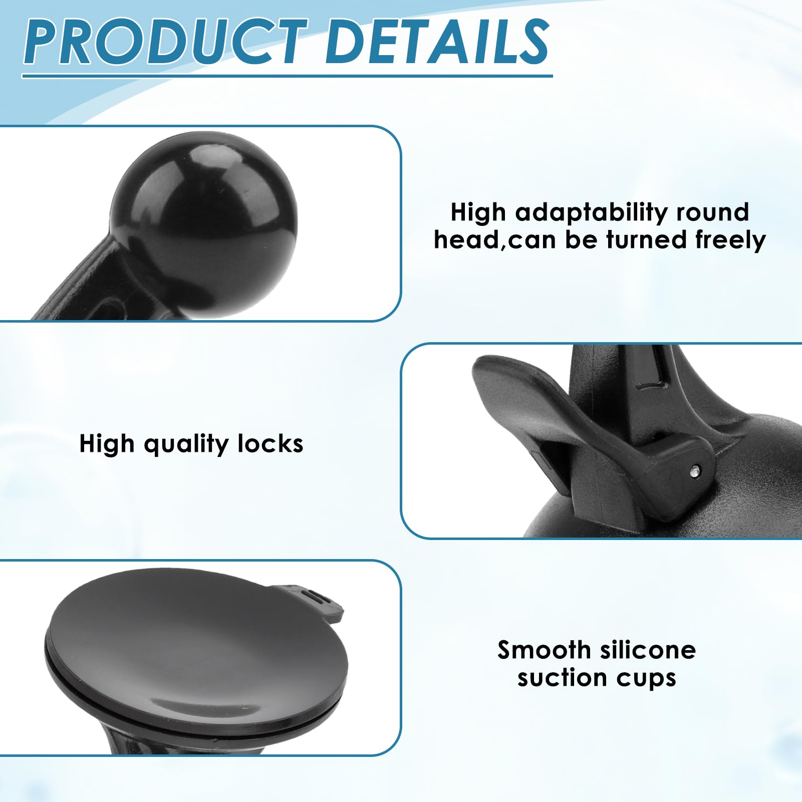 Car Sat Nav Holder for Garmin Replacement Windscreen Suction Cup Mount with Ball Connector Fit for Garmin Drivesmart Nuvi Zumo NuLink Dezl Driveassist Camper Van Vehicle Sucker Black - Image 4