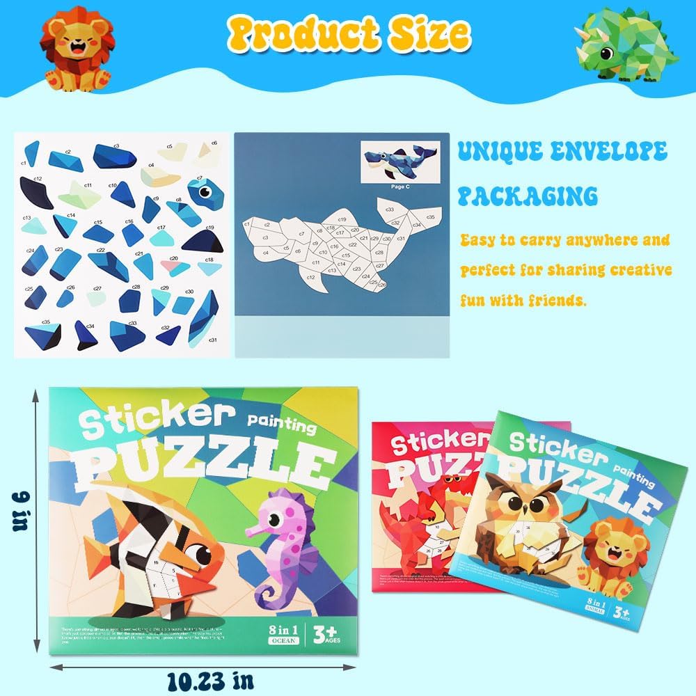 3Pcs Paint by Sticker Books for Kids 4-8,Number Matching Activity image 4