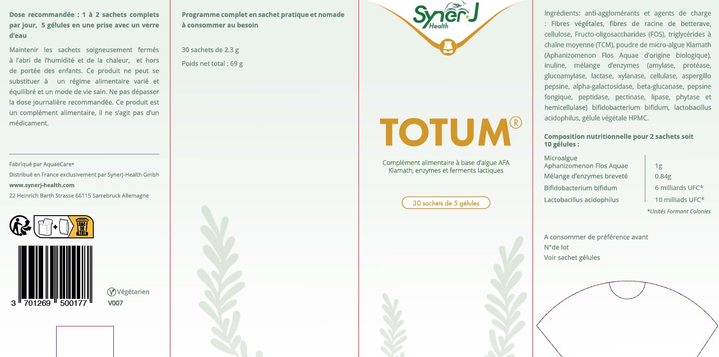 TOTUM | Équilibre Digestif & Confort Intestinal | Enzymes, Probiotiques, AFA Klamath | 30 Sachets de 5 Gélules | 1 Mois | SynerJ Health